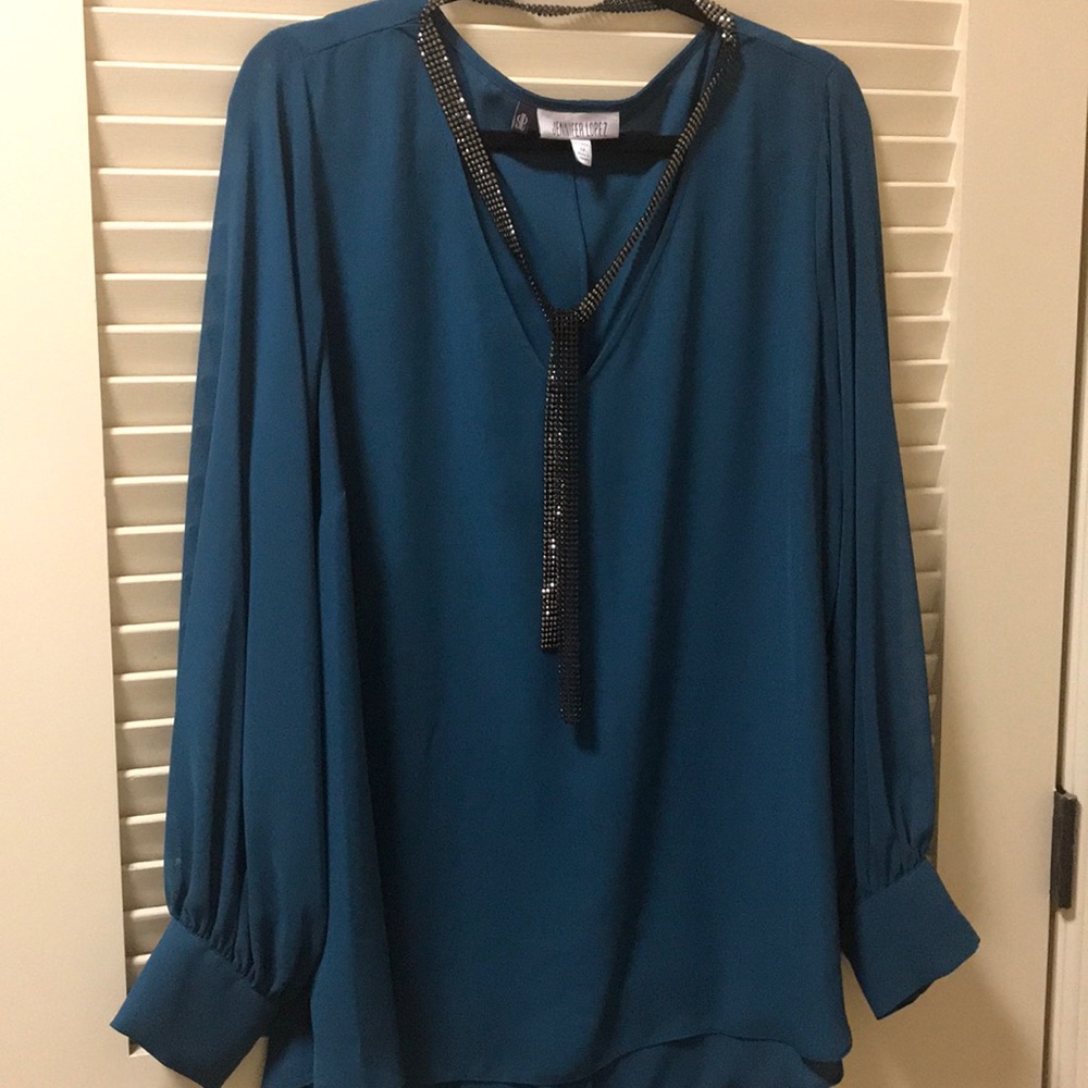 Turquoise Jennifer Lopez Blouse
